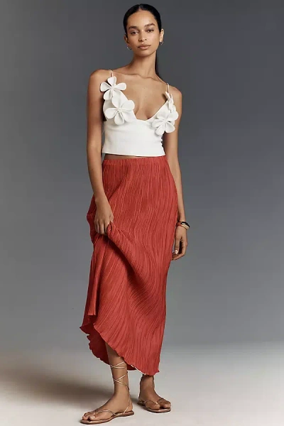 By Anthropologie The Tilda Maxi Slip Skirt: Plissé Edition In Pink