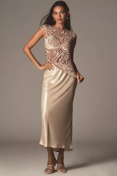 By Anthropologie The Tilda Maxi Slip Skirt: Shine Edition