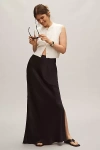 By Anthropologie The Tilda Maxi Slip Skirt: Side-slit Edition In Black