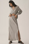 By Anthropologie The Tilda Maxi Slip Skirt: Side-slit Edition In Green