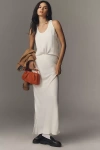 By Anthropologie The Tilda Maxi Slip Skirt: Side-slit Edition In White