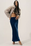 By Anthropologie The Tilda Maxi Slip Skirt: Velvet Edition In Blue
