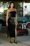 By Anthropologie The Tilda Maxi Slip Skirt: Velvet Edition In Green