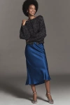By Anthropologie The Tilda Midi Slip Skirt In Blue