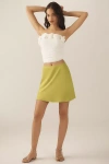 By Anthropologie The Tilda Mini Slip Skirt In Green