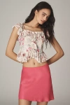 By Anthropologie The Tilda Mini Slip Skirt In Pink