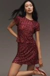By Anthropologie The Tilda Sequin Mini Slip Skirt In Burgundy