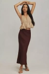 By Anthropologie The Tilda Slip Skirt: Linen Edition In Brown