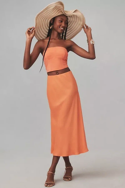 By Anthropologie The Tilda Slip Skirt In Orange