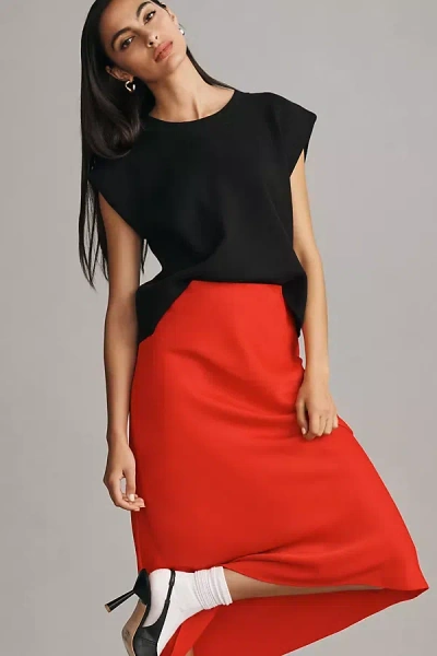 By Anthropologie The Tilda Slip Skirt In Red