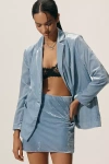 By Anthropologie The Tilda Velvet Mini Slip Skirt In Blue