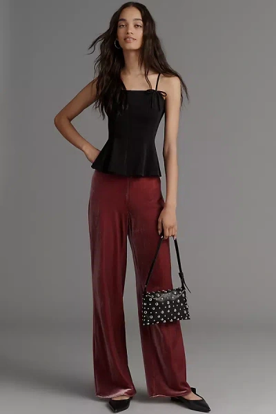 By Anthropologie The Tilda Velvet Pants In Red
