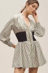 By Anthropologie The Tommie Smocked Front-zip Shirt Dress: Long-sleeve Mini Edition In Multicolor
