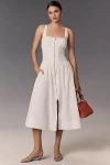 By Anthropologie The Tommie Smocked Front-zip Shirt Dress: Sleeveless Scoop-neck Edition In White
