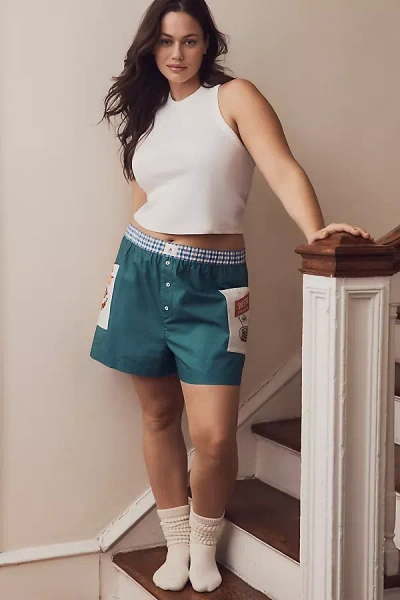 By Anthropologie The Wren Boxer Shorts : Patch Edition In Green