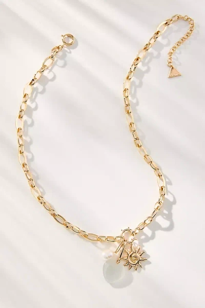 By Anthropologie Thick Chain Charm Cluster Necklace