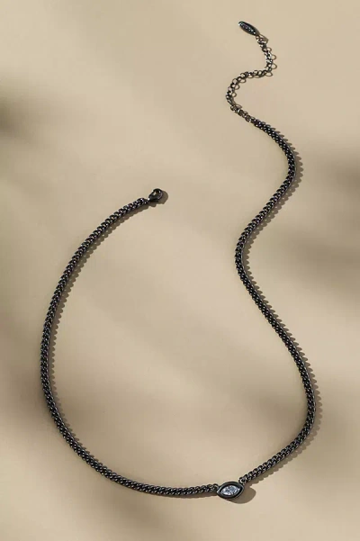 By Anthropologie Thick Chain Crystal Necklace In Black