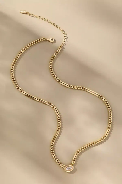 By Anthropologie Thick Chain Crystal Necklace In Gold