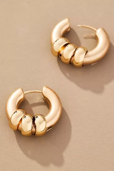 By Anthropologie Thick Charmed Huggie Hoop Earrings In Gold