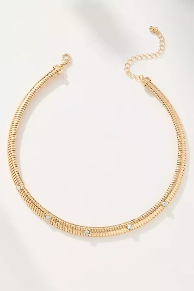 By Anthropologie Thick Crystal Collar Necklace In Gold