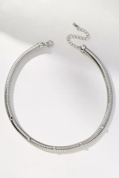 By Anthropologie Thick Crystal Collar Necklace In Silver