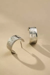 By Anthropologie Thick Crystal Hoop Earrings In Silver