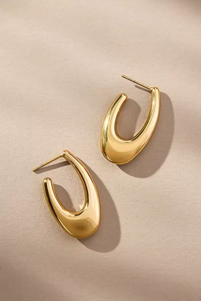 By Anthropologie Thick Oblong Hoop Earrings In Gold