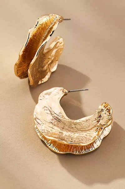 By Anthropologie Thick Textured Metal Hoop Earrings In Gold