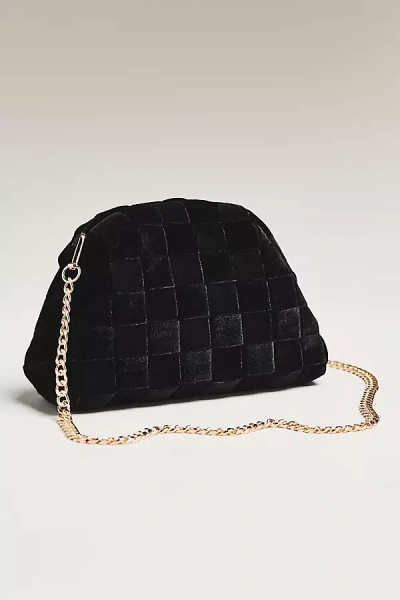 By Anthropologie Thick Velvet Woven Clutch In Black