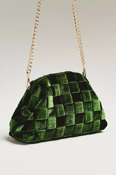 By Anthropologie Thick Velvet Woven Clutch In Green