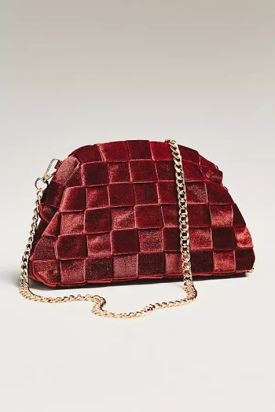 By Anthropologie Thick Velvet Woven Clutch In Sand