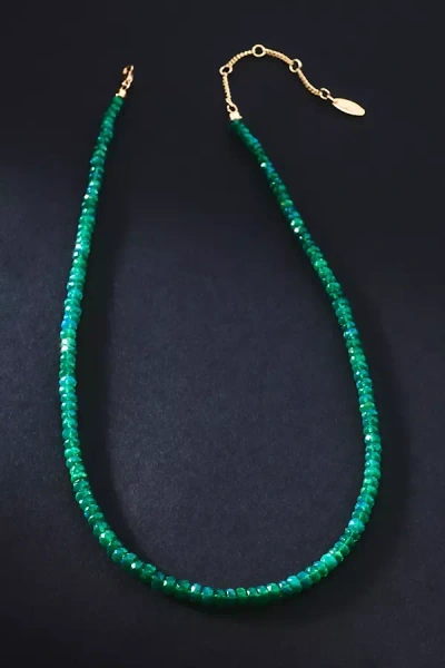 By Anthropologie Thin Beaded Necklace In Green