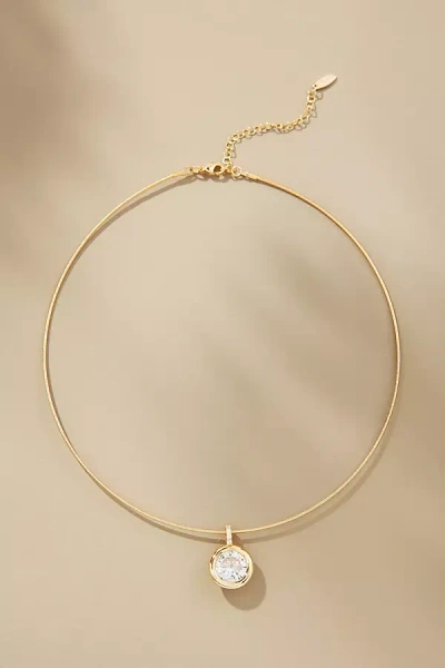 By Anthropologie Thin Corded Crystal Pendant Necklace In Gold