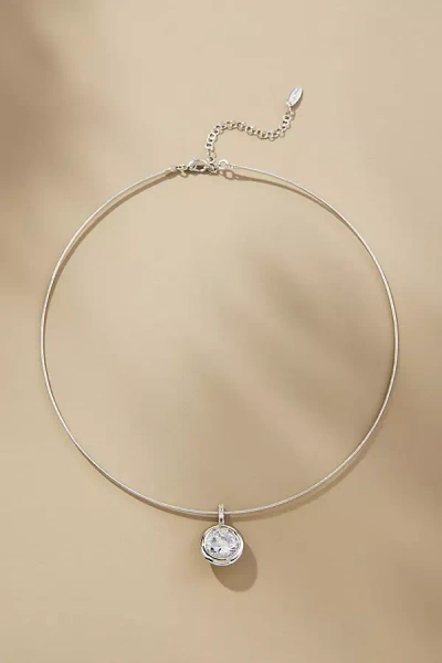 By Anthropologie Thin Corded Crystal Pendant Necklace In Silver