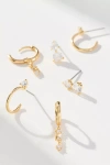 By Anthropologie Thin Crystal Drop Earrings, Set Of 3 In Gold