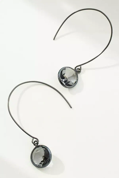 By Anthropologie Thin Crystal Threader Earrings In Black