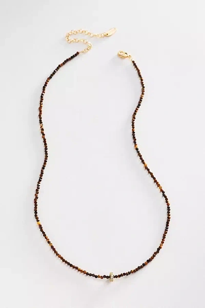 By Anthropologie Thin Donut Beaded Necklace In Brown