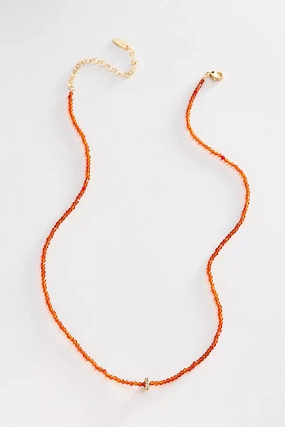 By Anthropologie Thin Donut Beaded Necklace In Orange