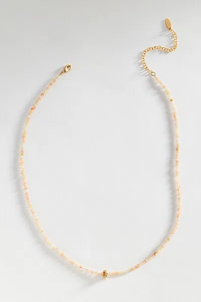 By Anthropologie Thin Donut Beaded Necklace In Neutral
