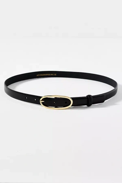 By Anthropologie Thin Oval Buckle Belt In Black