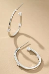 By Anthropologie Thin Oval Sparkle Hoop Earrings In Silver