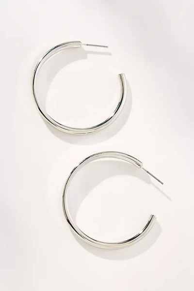 By Anthropologie Thin Rocker Hoop Earrings In Silver