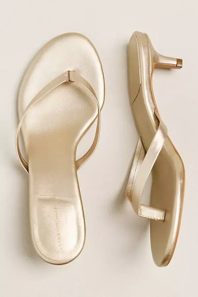 By Anthropologie Thong Kitten Heels In Gold
