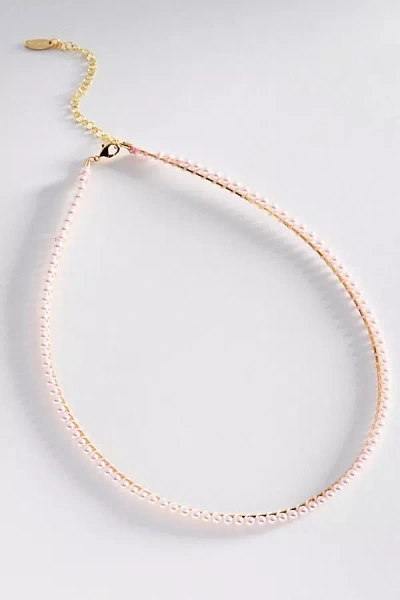 By Anthropologie Threaded Pearls Layering Necklace In Pink