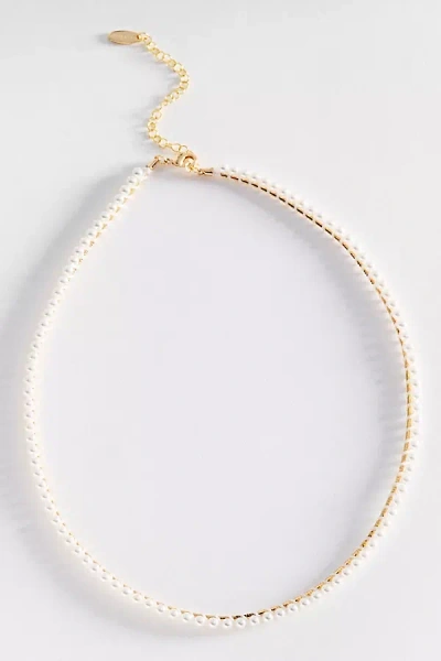 By Anthropologie Threaded Pearls Layering Necklace In White