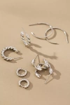By Anthropologie Threader Hoop Earrings, Set Of 4 In Silver