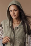 By Anthropologie Tie-front Knit Hood In Green