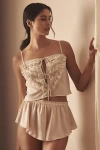 By Anthropologie Tie-front Sheer Chiffon Cami In Beige