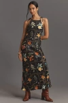 By Anthropologie Tie-neck Column Midi Dress In Multicolor