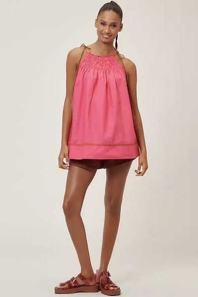 By Anthropologie Tie-strap Smocked Tunic Tank Top